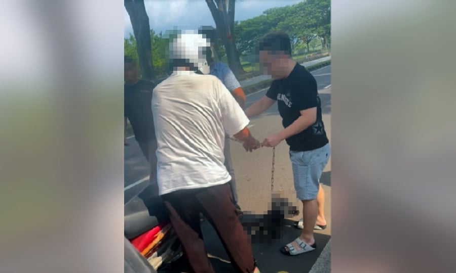 Elderly man arrested after viral video shows dog dragged by motorcycle