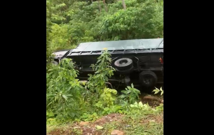 Two RMN personnel injured as military truck skids off road during Lima '25