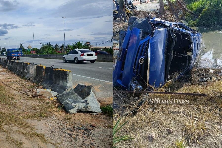 Two killed after MPV crashes into divider in Tanjong Karang