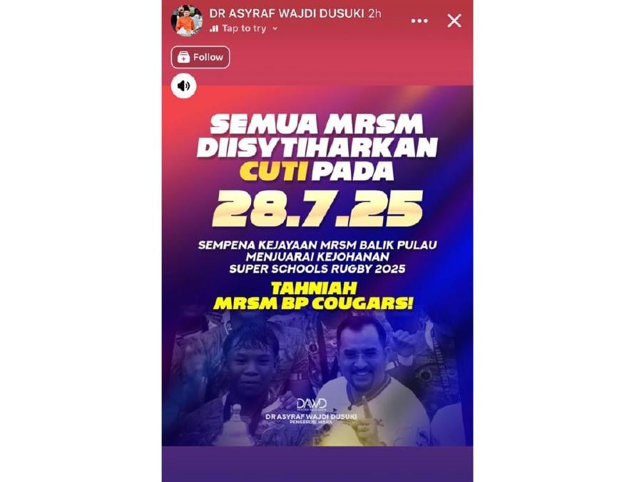 MRSM Balik Pulau's historic rugby win earns nationwide holiday for MRSMs