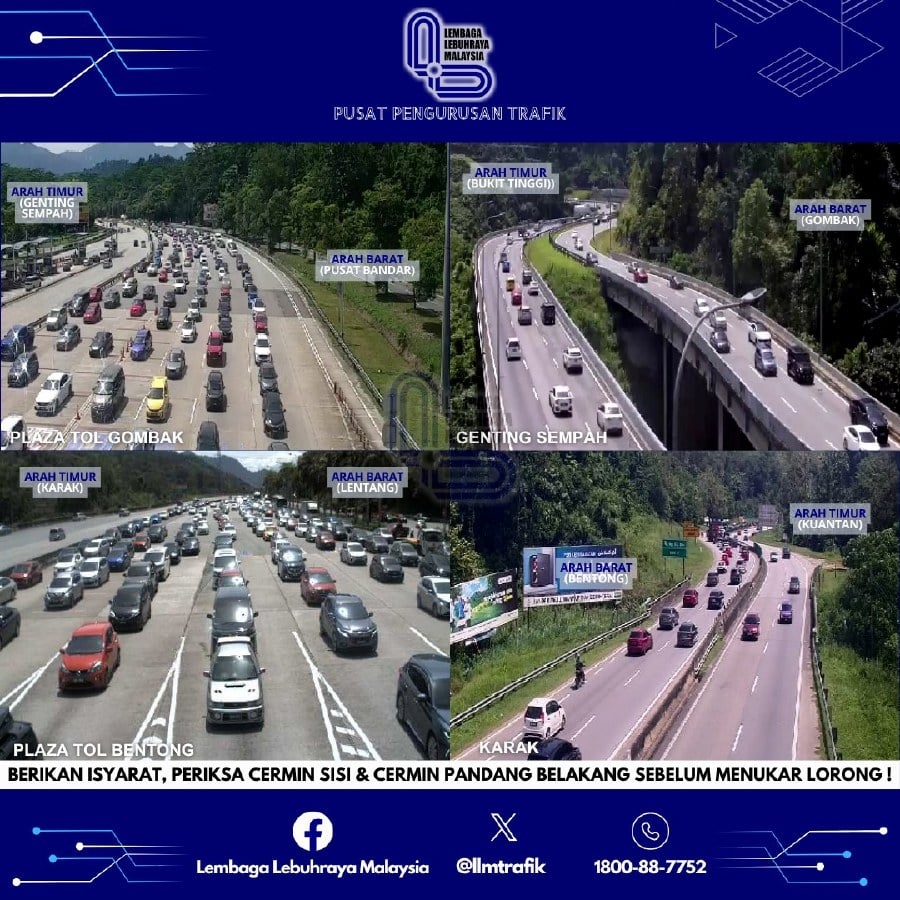 Heavy traffic on major highways heading to Klang Valley this evening