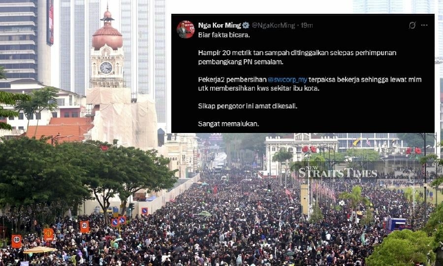 Nga hits out at Pas-led rally participants for littering, burdening cleaning workers