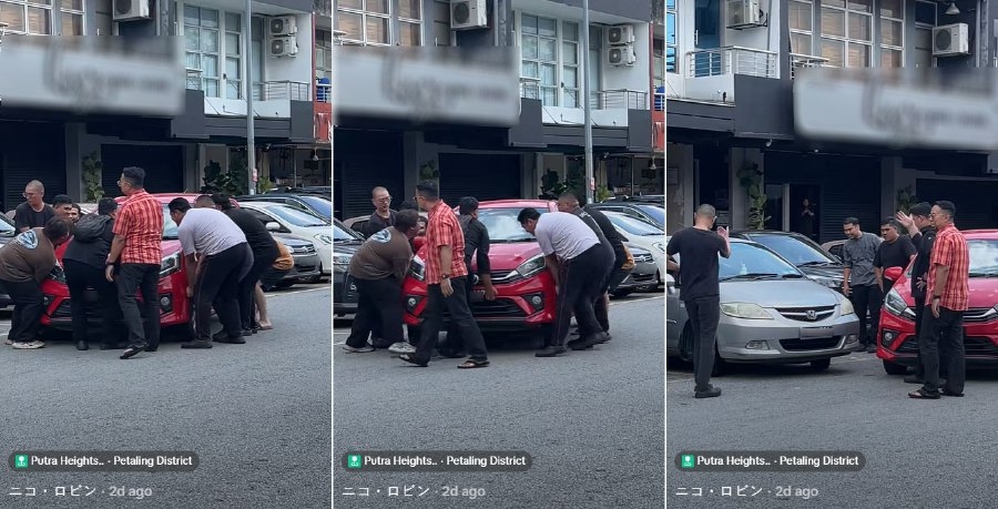 #NSTviral: Malaysians heroically lift car blocking traffic in Subang Jaya [WATCH]