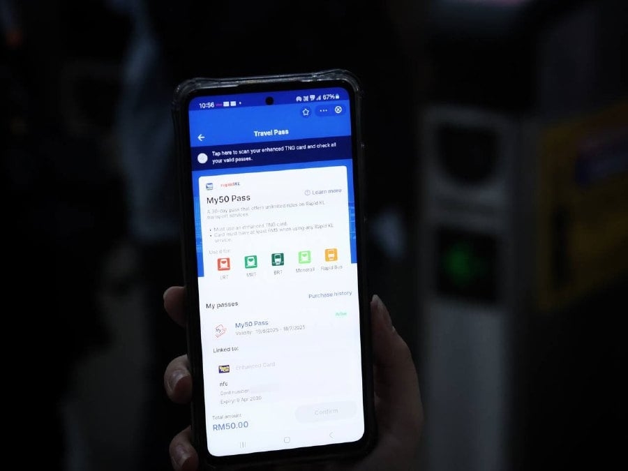 My50 passes can be activated via Touch 'n Go App starting July 1