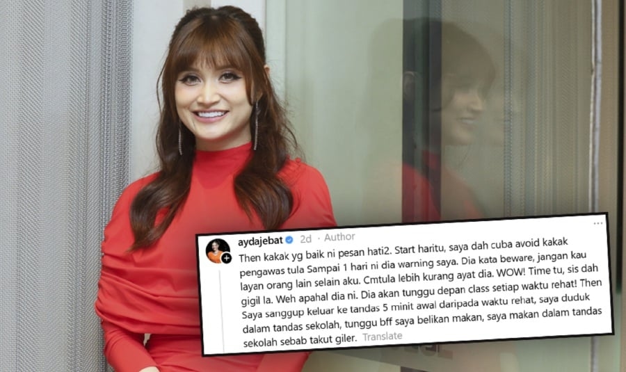 #SHOWBIZ: Ayda Jebat: 'I had to eat in the toilet because I was so scared'