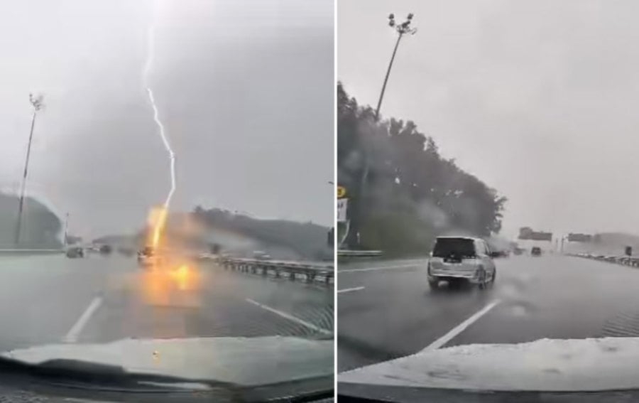 #NSTviral: Car struck by lightning shocks social media [WATCH]