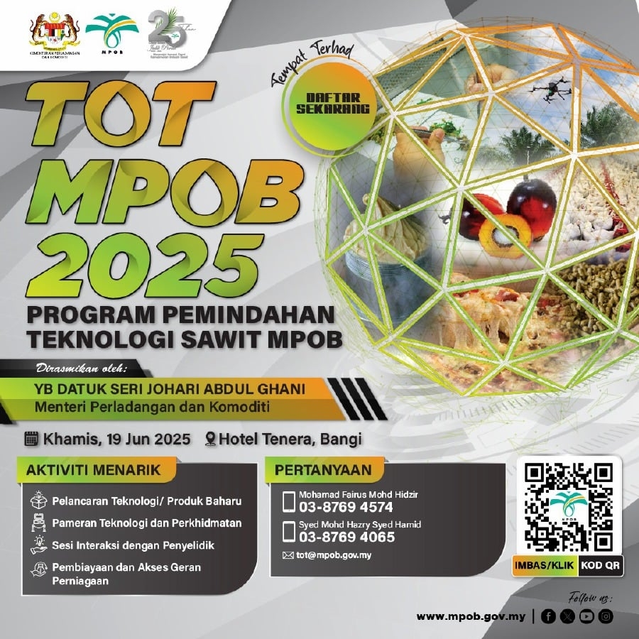 MPOB TOT 2025 to drive palm tech commercialisation for industry, MSMEs