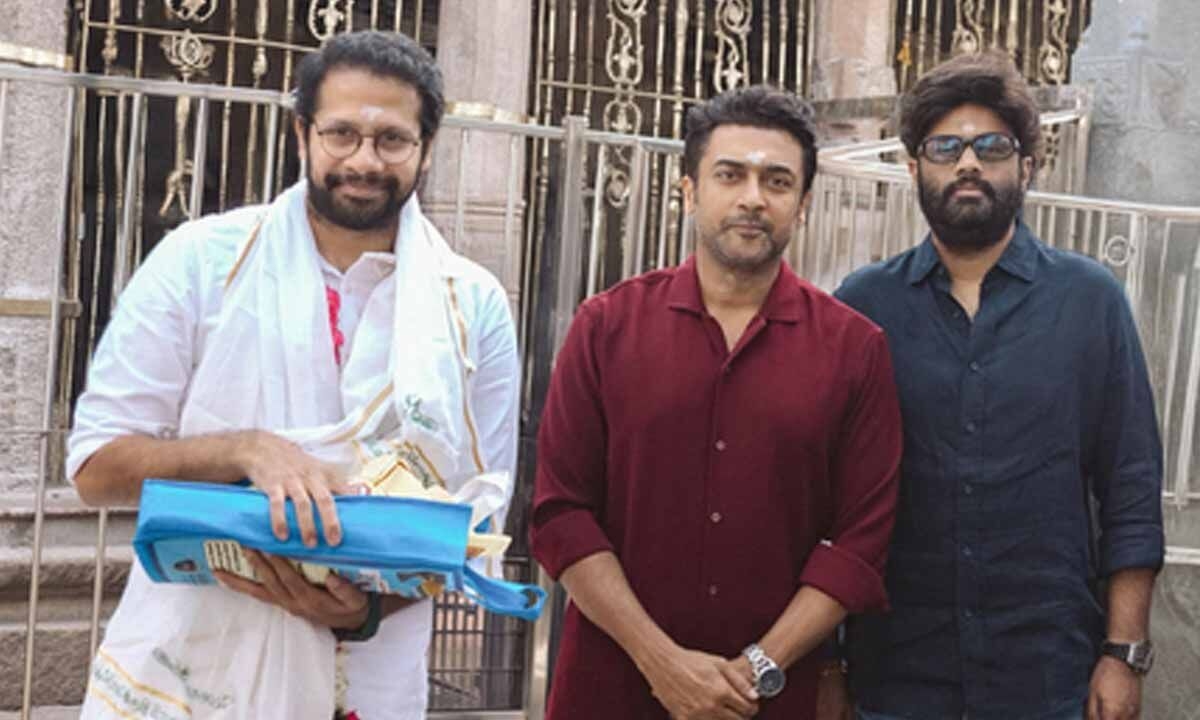 Suriya offers prayers at Palani Murugan temple ahead of beginning work on director Venky Atluri's film