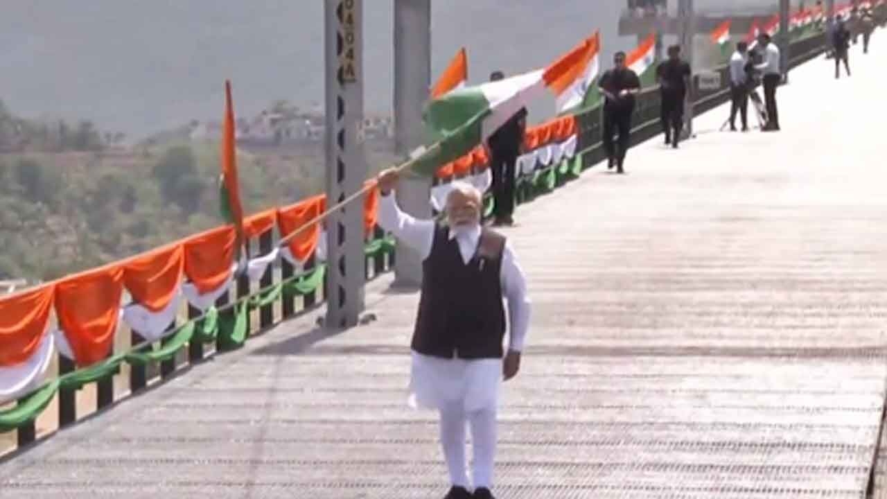 PM Modi inaugurates Chenab Bridge in J&K, interacts with engineers, workers