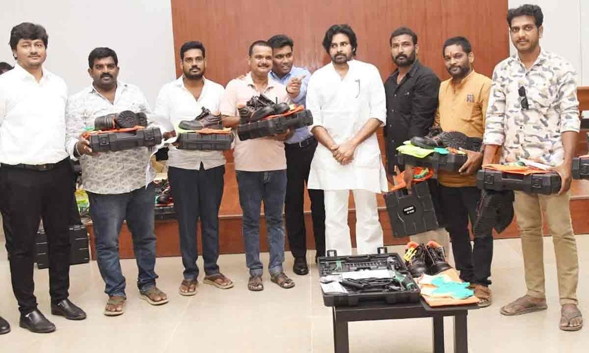 Safety kits distributed to electricians of Pithapuram