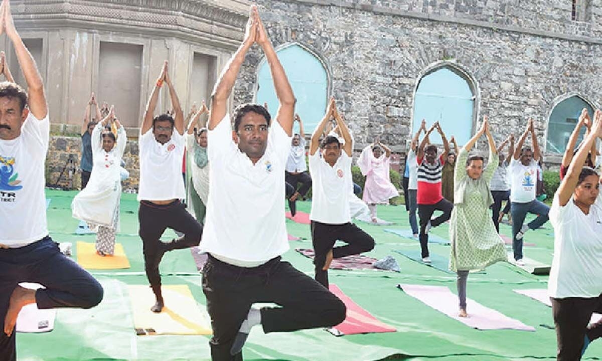 Yoga performed at Kondapalli fort