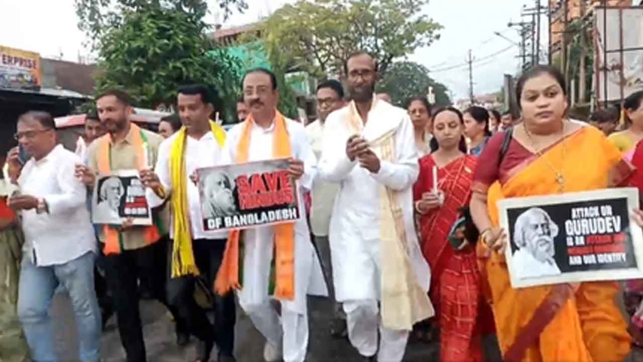 Tripura BJP holds candlelight rally against vandalism at Tagore's ancestral home in B'desh