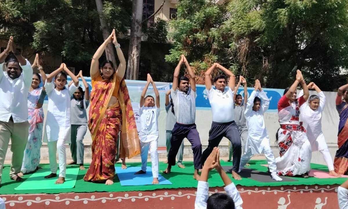 International Yoga Day Celebrations at Narayana School, Vanasthalipuram