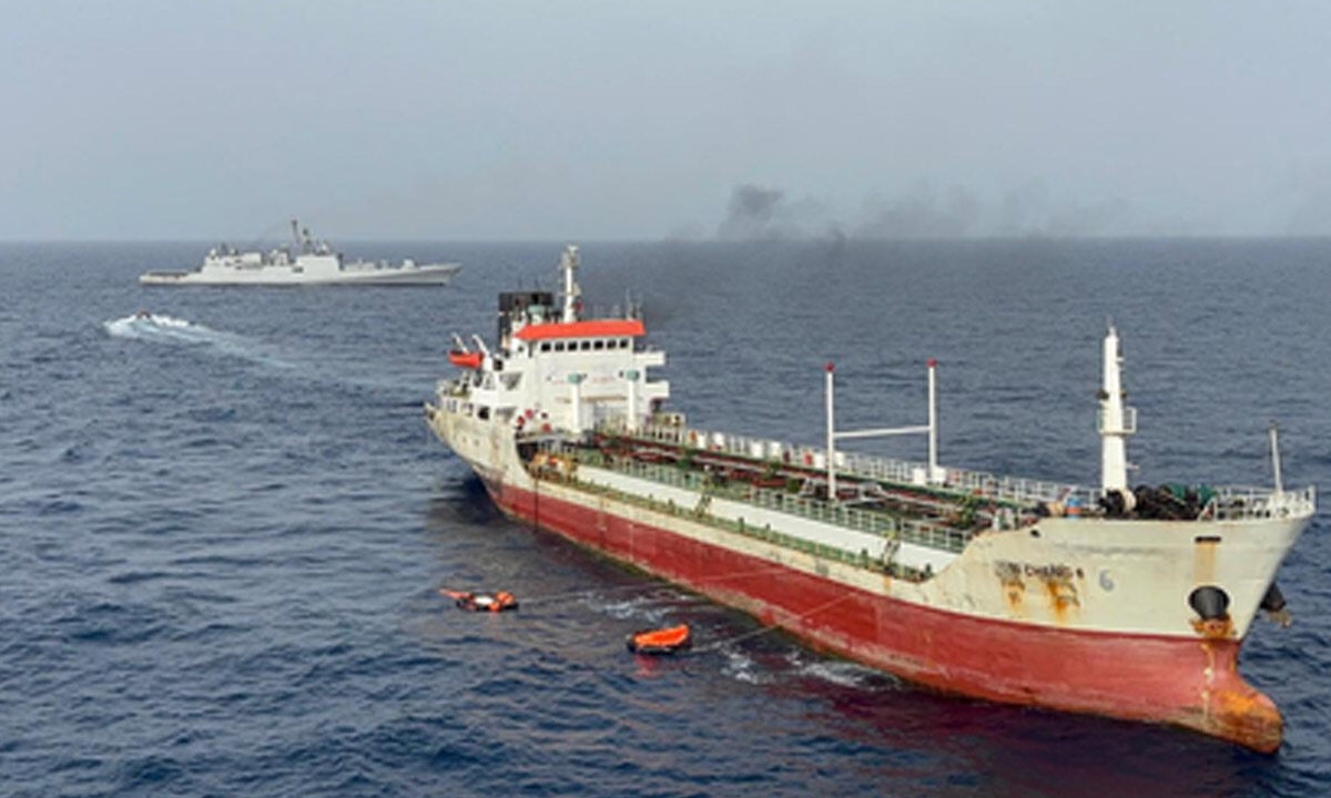 Indian Navy rescues 14 countrymen from vessel on fire in Arabian Sea
