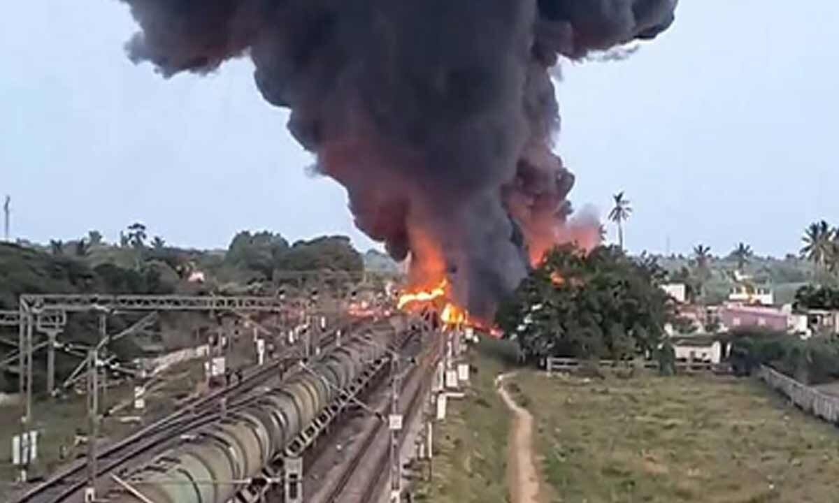 Fire on diesel-laden goods train doused after seven hours, 18 wagons gutted