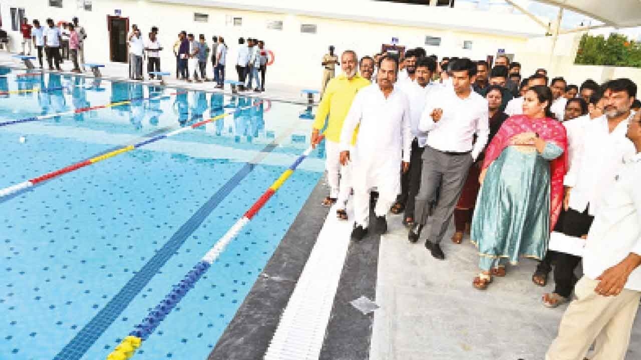 MLA, Collector inaugurate swimming pool at Vinayaka Sagar