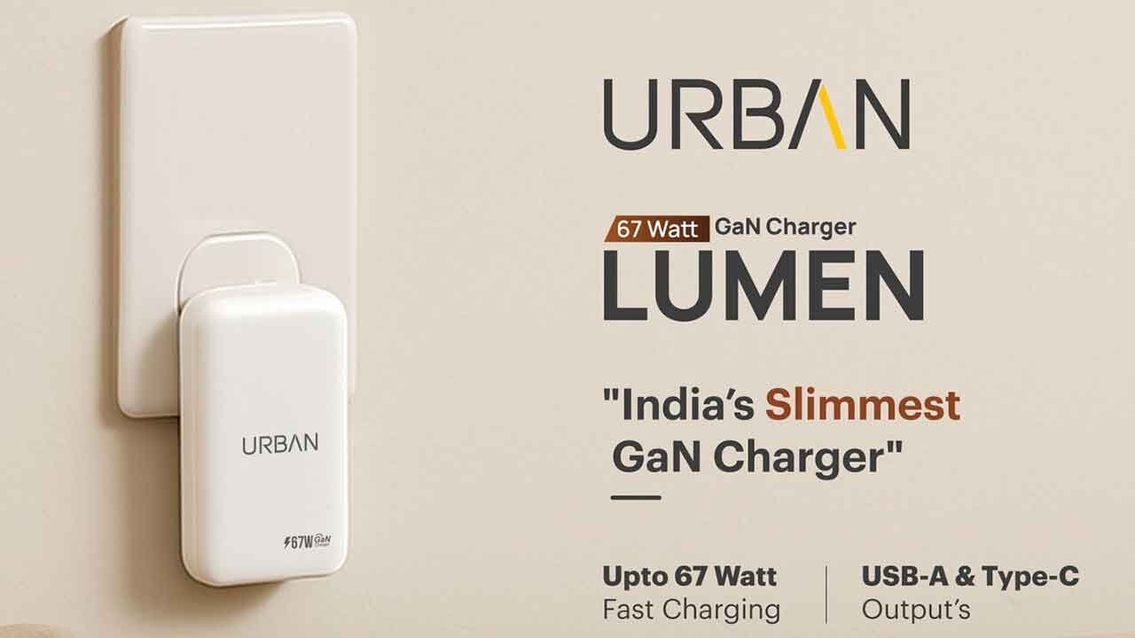 URBAN Launches India's Slimmest GaN Charger ‘Lumen' with 67W Output, Dual-Port and Global Travel Support