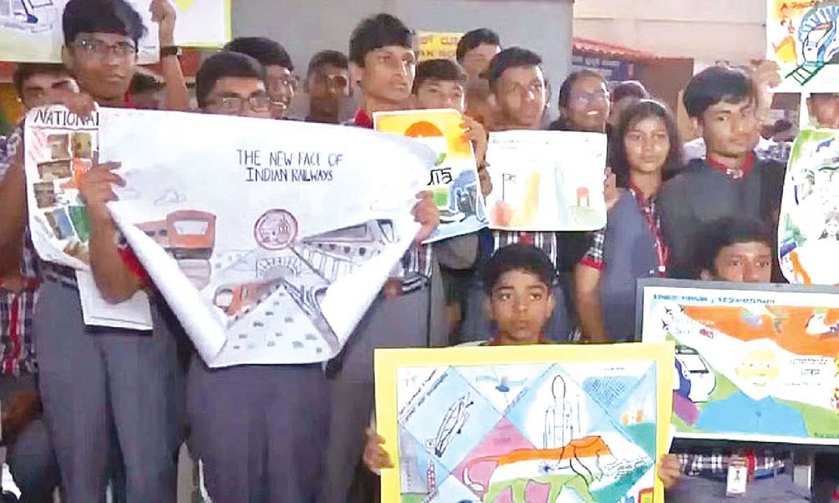 With sketches and portraits, B'luru students give warm welcome to PM Modi