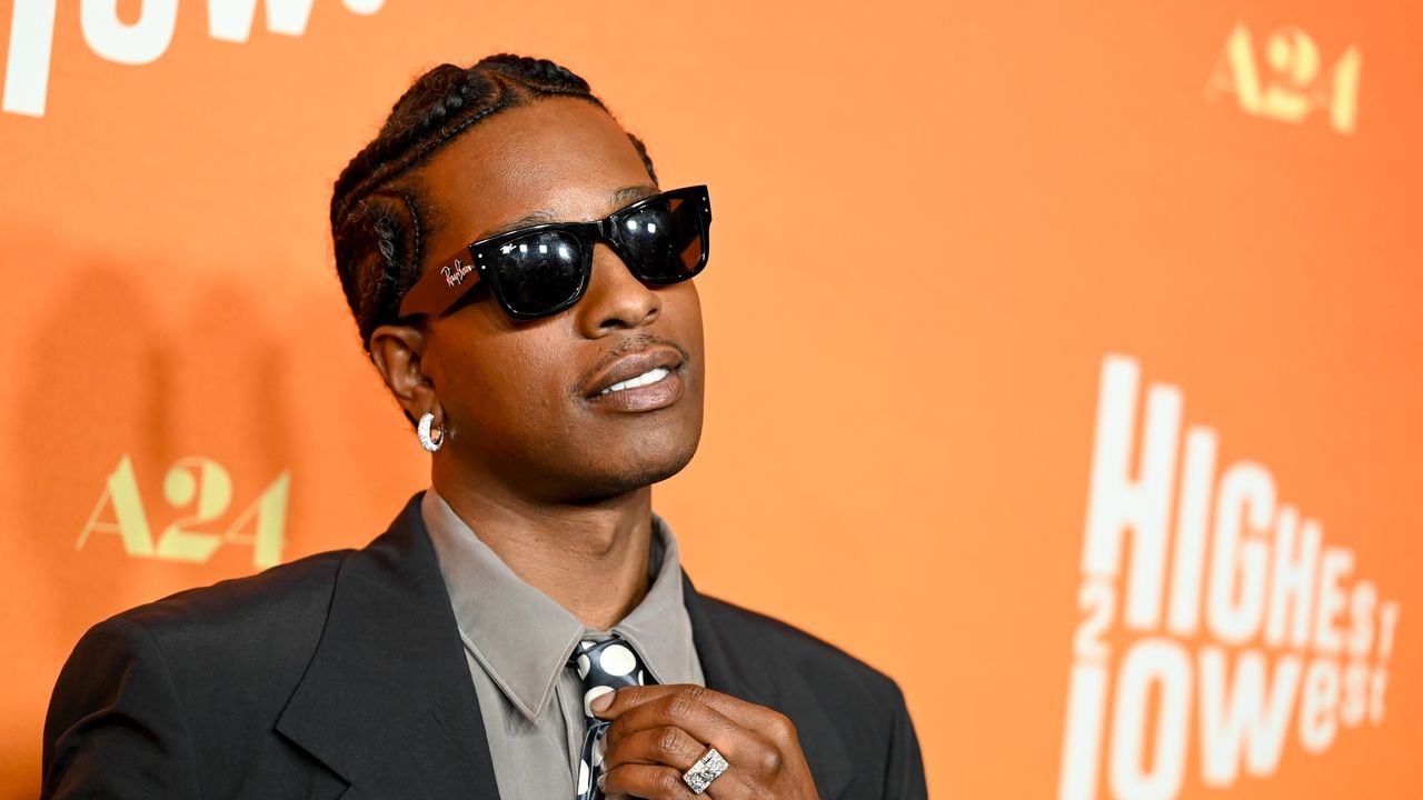 A$AP Rocky Borrows Rihanna's Suit and Polka Dot Tie To Walk the Red Carpet