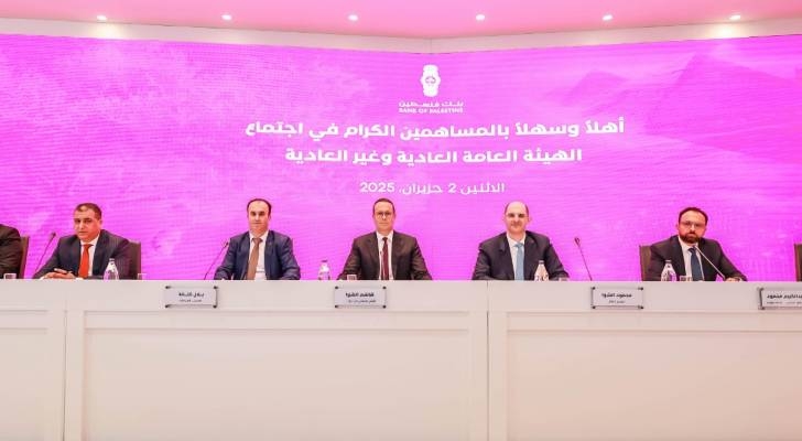 الهيئة العامة لـ "بنك فلسطين" تصادق على رفع رأس المال إلى 350 مليون دولار