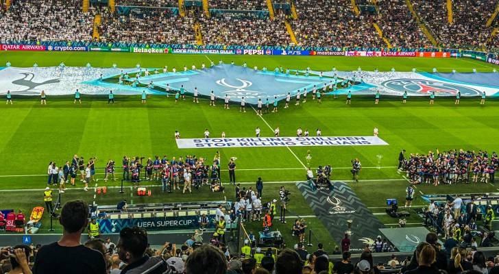 UEFA displays 'stop killing children' banner in Super Cup final with no mention of Gaza