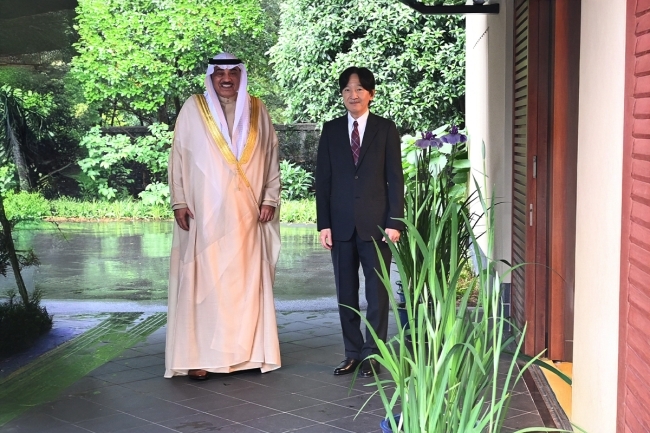 ولي العهد يبحث وولي عهد اليابان العلاقات الثنائية التاريخية