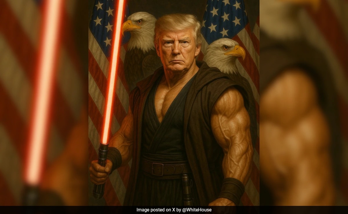 White House Shares AI Image Of Trump As Muscular Jedi On Star Wars Day