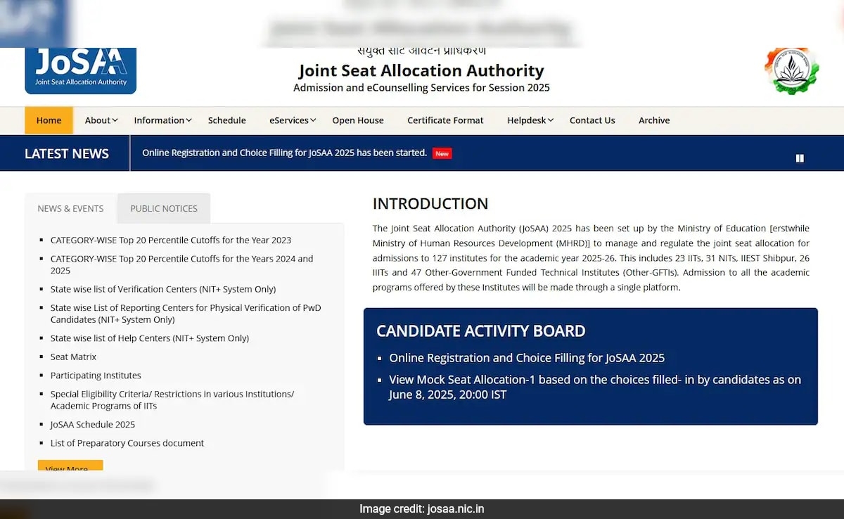 Joint Seat Allocation Authority Mock Seat Allotment Released, Check Here