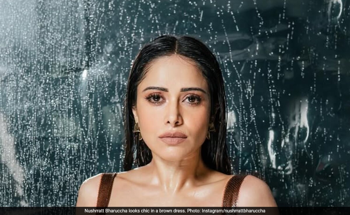 Nushrratt Bharuccha Is All Things Sultry And Stylish In A Brown Sequin Dress And Wet-Hair