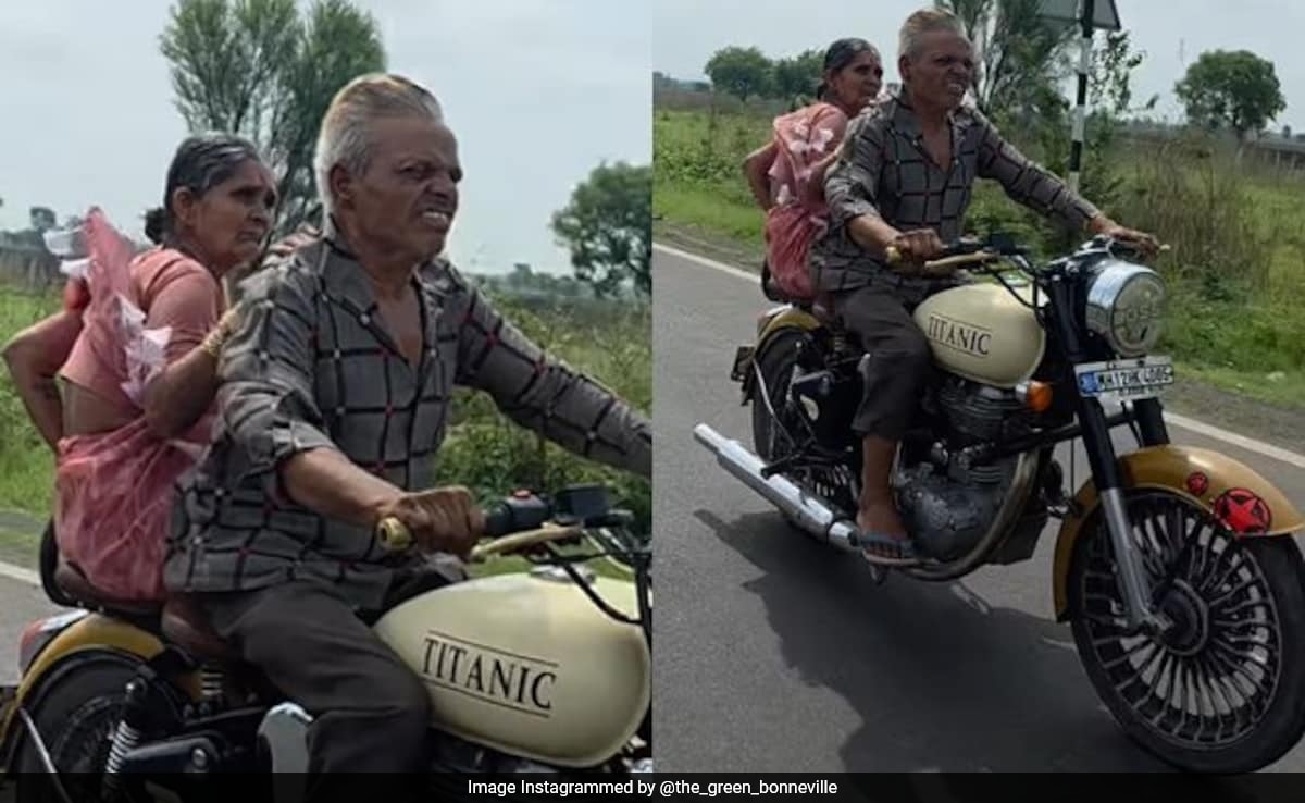 Watch: Elderly Couple Ride Vintage 'Titanic' Royal Enfield, Internet Reacts