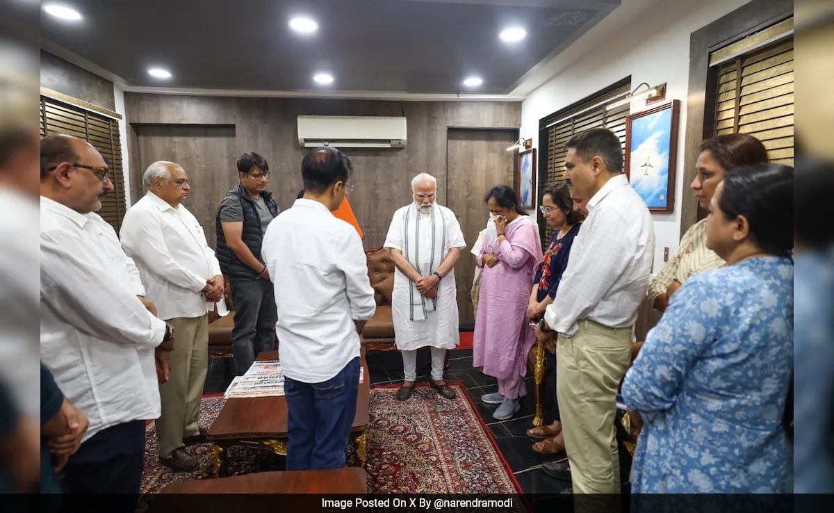 PM Modi Meets Family Of Ex-Gujarat Chief Minister Vijay Rupani After Ahmedabad Plane Crash
