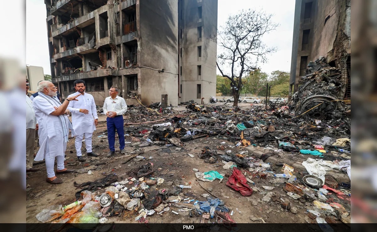 In Pics: PM Modi Visits Ahmedabad Plane Crash Site