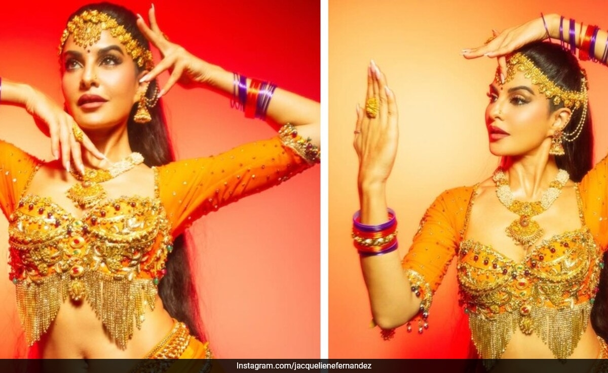 Jacqueline Fernandez Redefines Retro Style With An Ethnic Spin In A Draped Skirt And Blouse