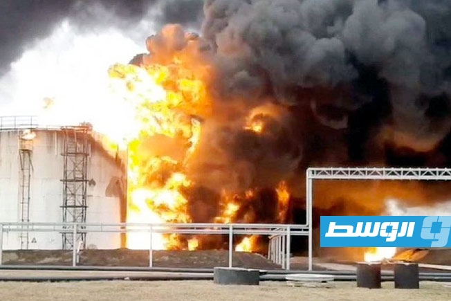 حريق في مستودع نفط روسي جراء قصف أوكراني بمسيرات