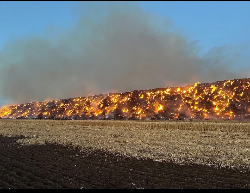 12,000t of straw bales erupt into flames at former UK RAF base