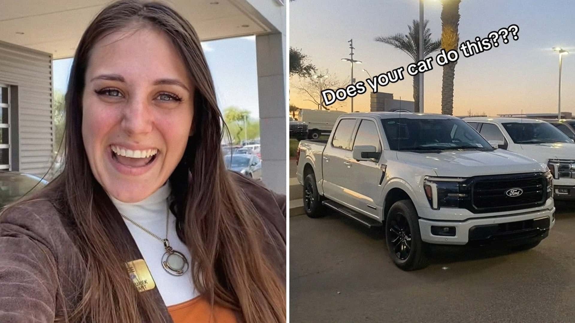 Woman Walks Up to a Brand-New Ford Lariat. Then She Learns it has a New 'Luxury' Feature