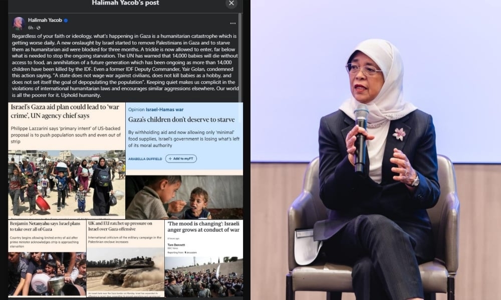 Halimah Yacob: Silence on Gaza crisis encourages violations of humanitarian law