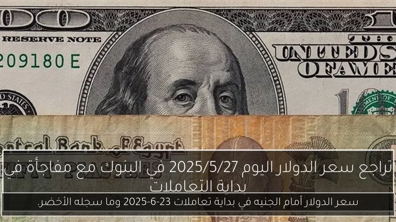 سعر الدولار أمام الجنيه في بداية تعاملات 23-6-2025 وما سجله الأخضر.