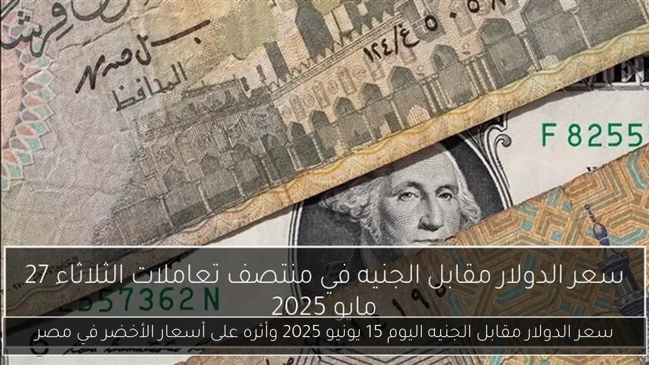 سعر الدولار مقابل الجنيه اليوم 15 يونيو 2025 وأثره على أسعار الأخضر في مصر