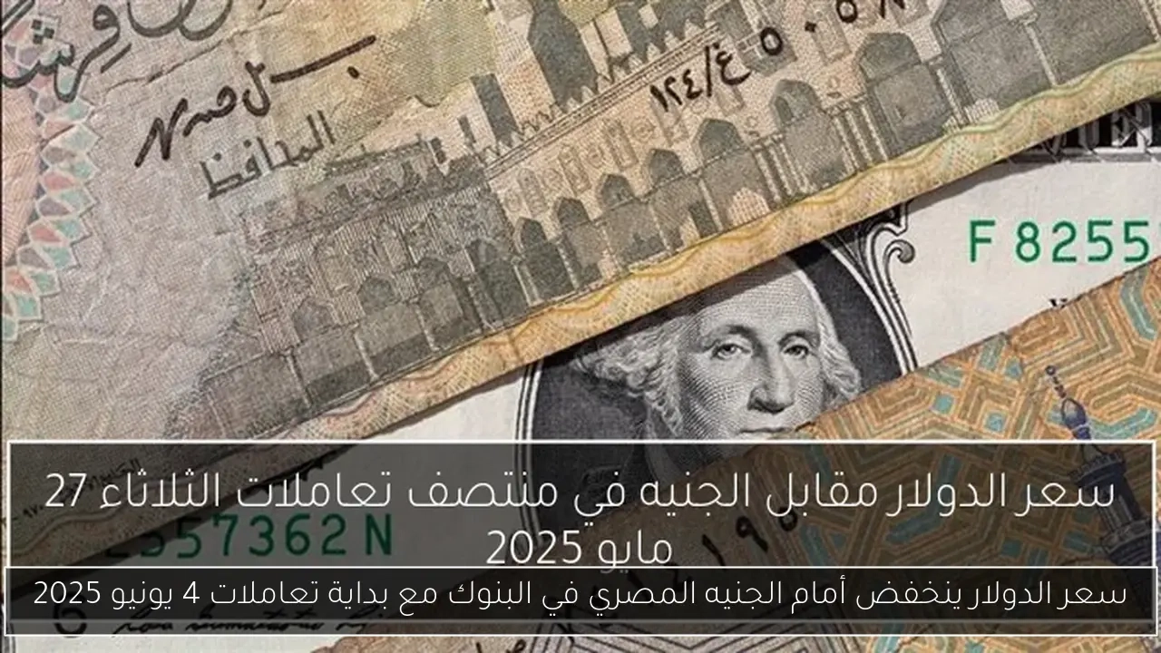 سعر الدولار ينخفض أمام الجنيه المصري في البنوك مع بداية تعاملات 4 يونيو 2025