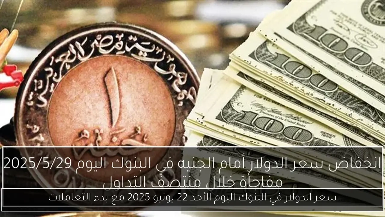 سعر الدولار في البنوك اليوم الأحد 22 يونيو 2025 مع بدء التعاملات