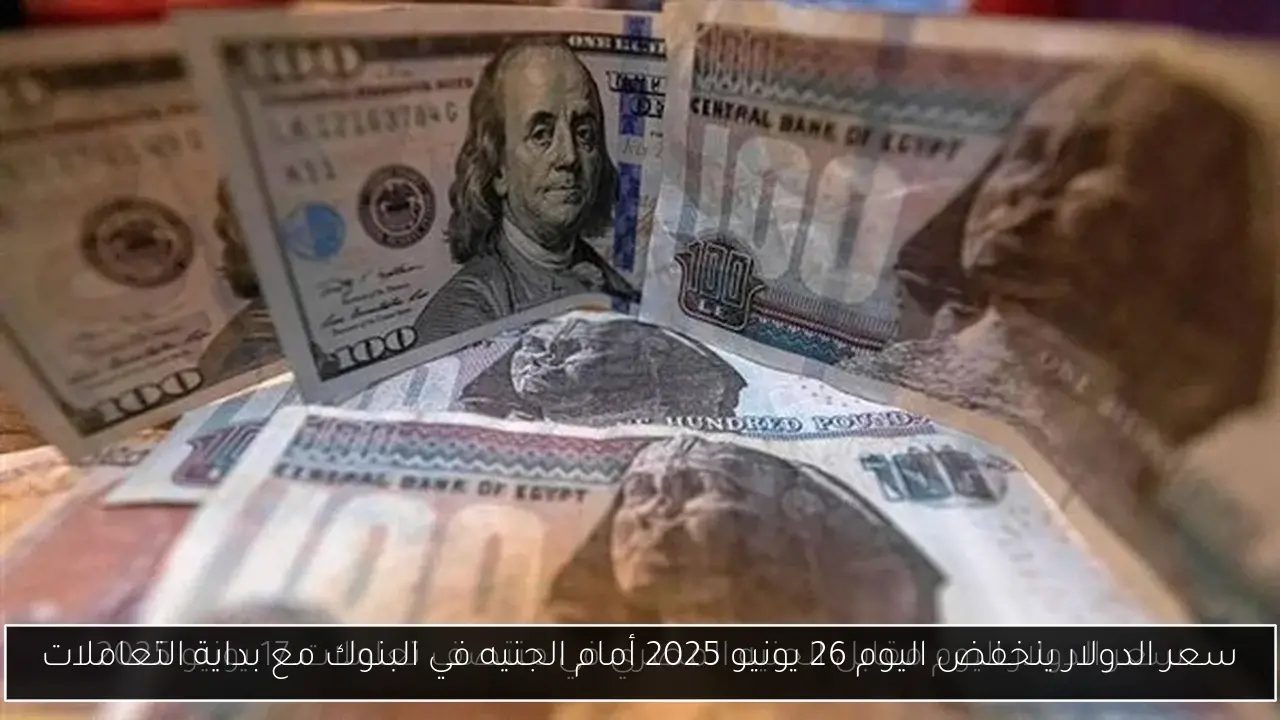 سعر الدولار ينخفض اليوم 26 يونيو 2025 أمام الجنيه في البنوك مع بداية التعاملات