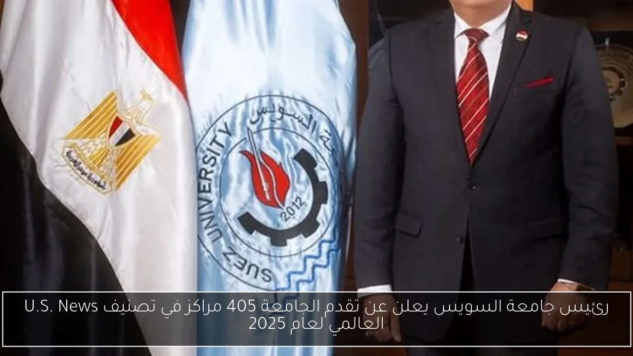 رئيس جامعة السويس يعلن عن تقدم الجامعة 405 مراكز في تصنيف U.S. News العالمي لعام 2025