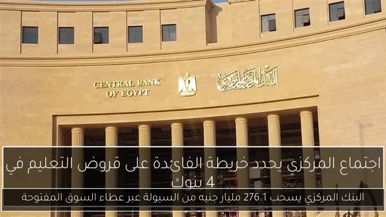 البنك المركزي يسحب 276.1 مليار جنيه من السيولة عبر عطاء السوق المفتوحة