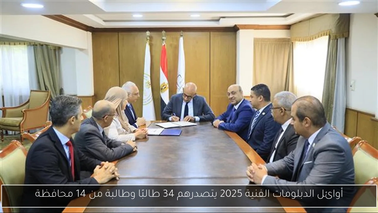 أوائل الدبلومات الفنية 2025 يتصدرهم 34 طالبًا وطالبة من 14 محافظة