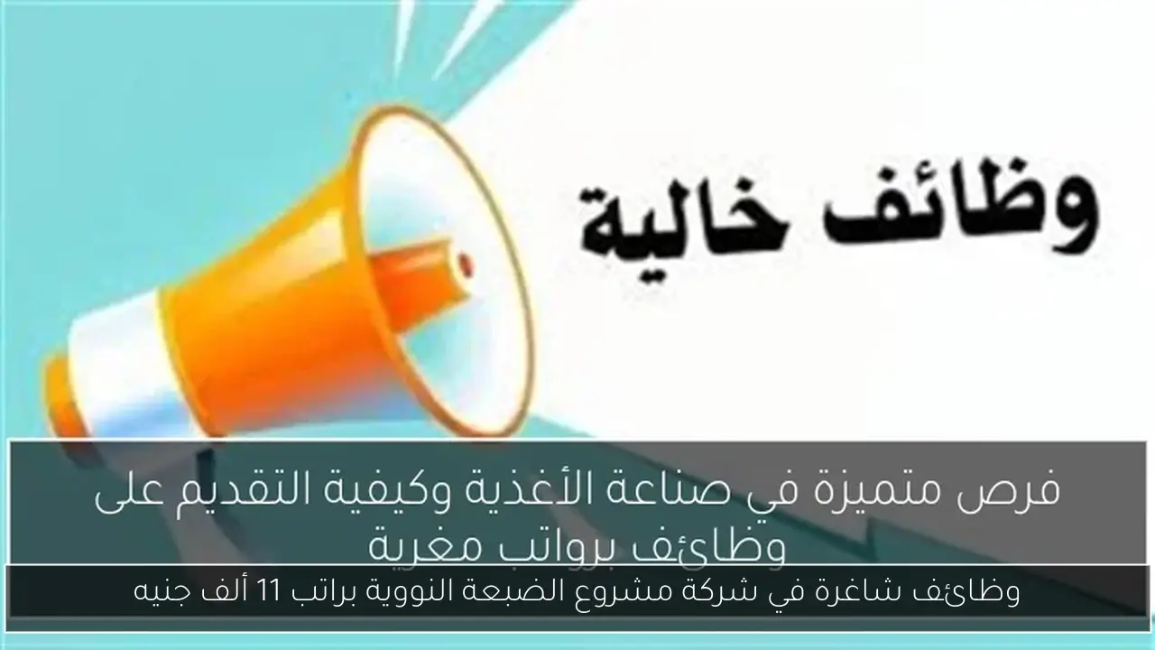 وظائف شاغرة في شركة مشروع الضبعة النووية براتب 11 ألف جنيه