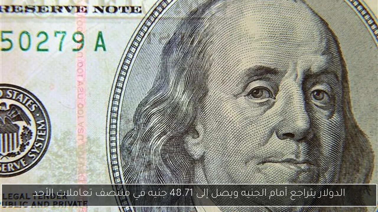 الدولار يتراجع أمام الجنيه ويصل إلى 48.71 جنيه في منتصف تعاملات الأحد