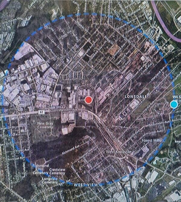 Numerous law enforcement agencies have issued a large evacuation zone as they investigate a suspected explosive device in Knoxville, Tennessee