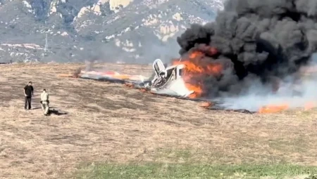 Two Critically Injured When Plane Crashes, Burns on Bishop Ranch in Goleta