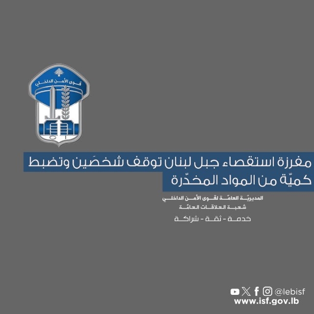 توقيف 'سوري' ولبناني وضبط كميّة من المواد المخدّرة